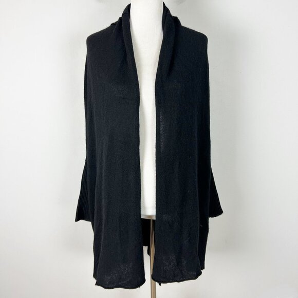 Subtle Luxury Black Cashmere Cardigan Sweater Long Open Front Size S/M Women's - Picture 1 of 4